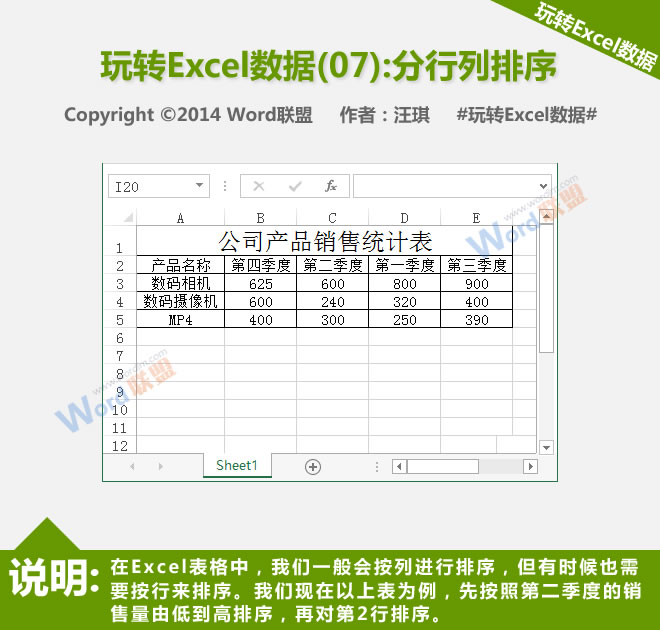 按行和列排序:播放Excel数据(07)