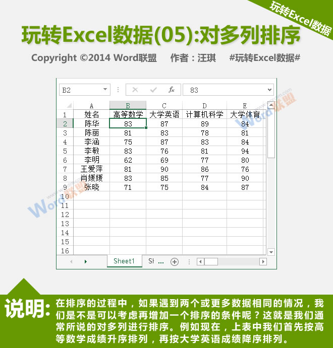 排序多列:播放Excel数据(05)