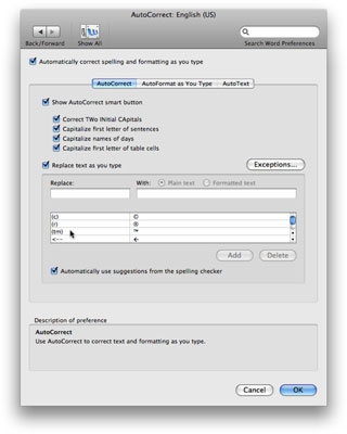 在Mac的Office 2008中使用自动更正！